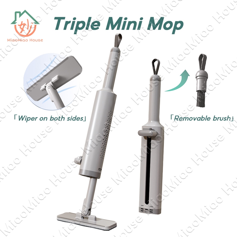 Portable Triple Mini Mop Lazy Mop Hand-free Flat Mop Self-Squeeze Mop ...