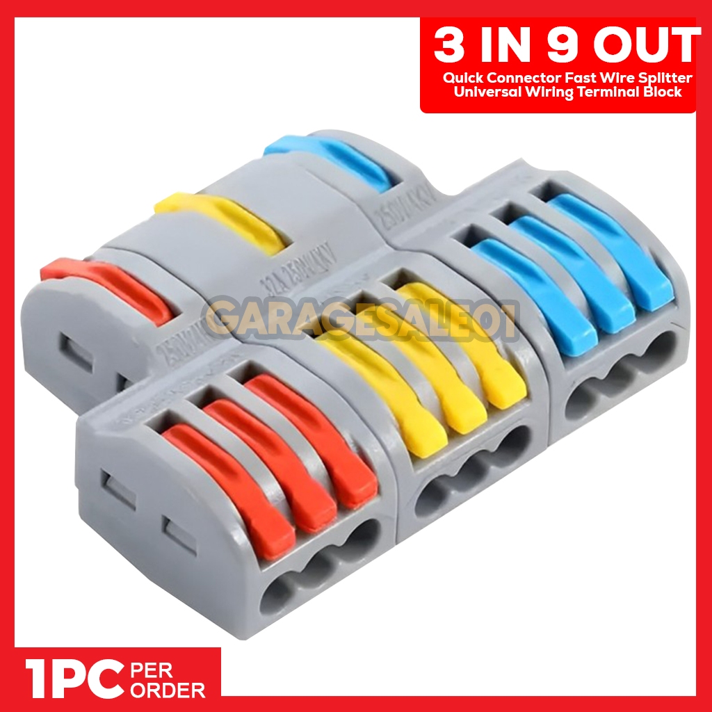 Wire connector 3 IN 9 OUT Fast Wire Splitter Universal Wiring Terminal ...