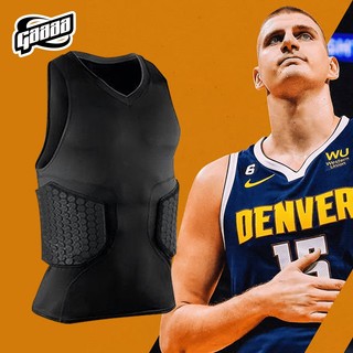 Men's Rib Protector Padded Vest Compression Shirt Training Vest with 3 ...