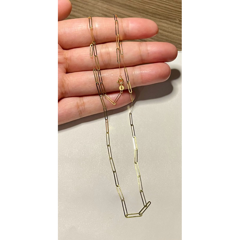 PAWNABLE 18K Saudi Gold Paperclip Chain Necklace(2mm/Lightweight
