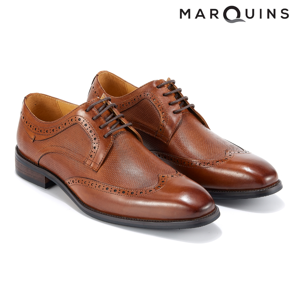 Marquins Genuine Leather Formal Dress Shoes for Men - Theo Tan Brown ...