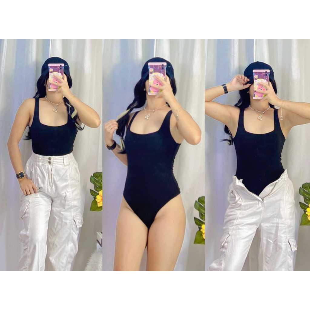 LLC O2 SQUARE NECK BODYSUIT cotton spandex fabric front and back doble lining Snap button lock s Shopee Philippines