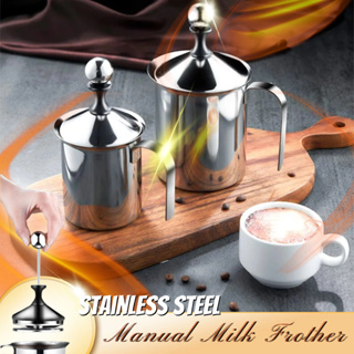 400/800ml Coffee Mixer Stainless Steel Manual Milk Frother Steel Coffee  Creamer Milk Foam Mesh Foamer