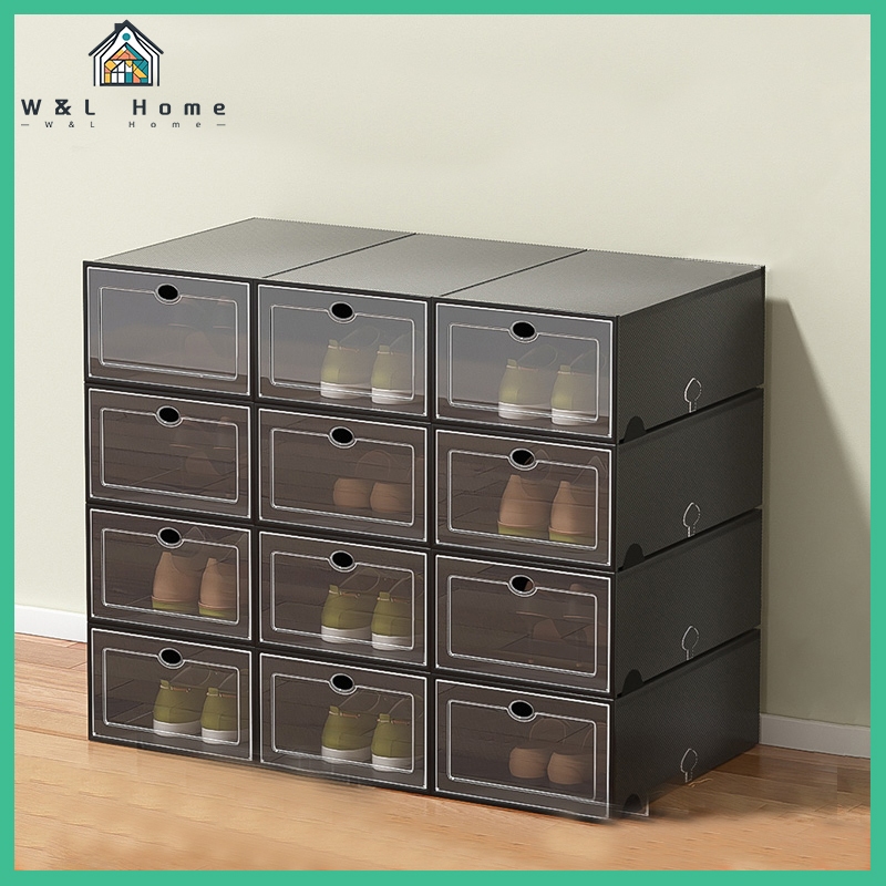 Shoe Box Storage transparent Shoe Rack organizer with cover Hard ...