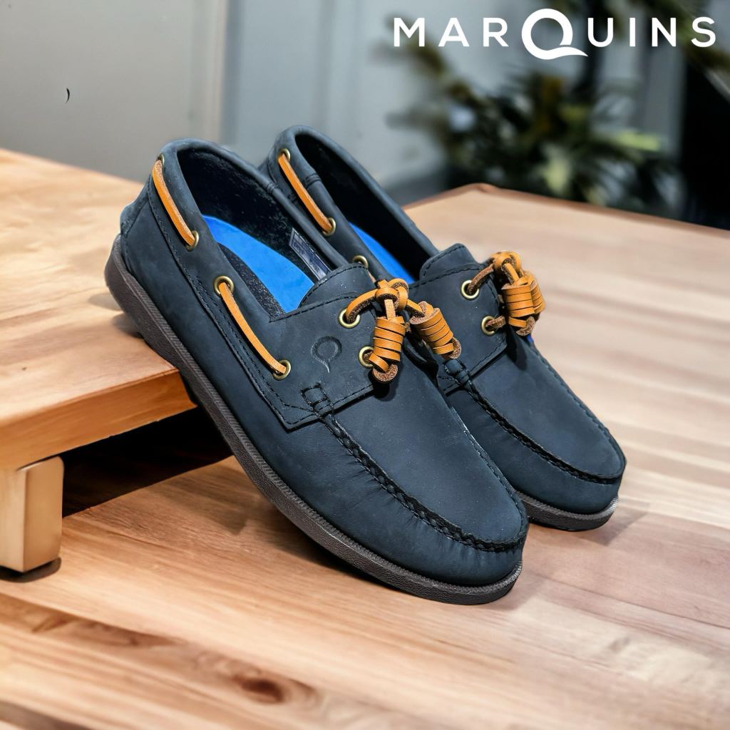 Marquins Genuine Leather Boat Shoes for MEN - Coal Black (30 colors  available)