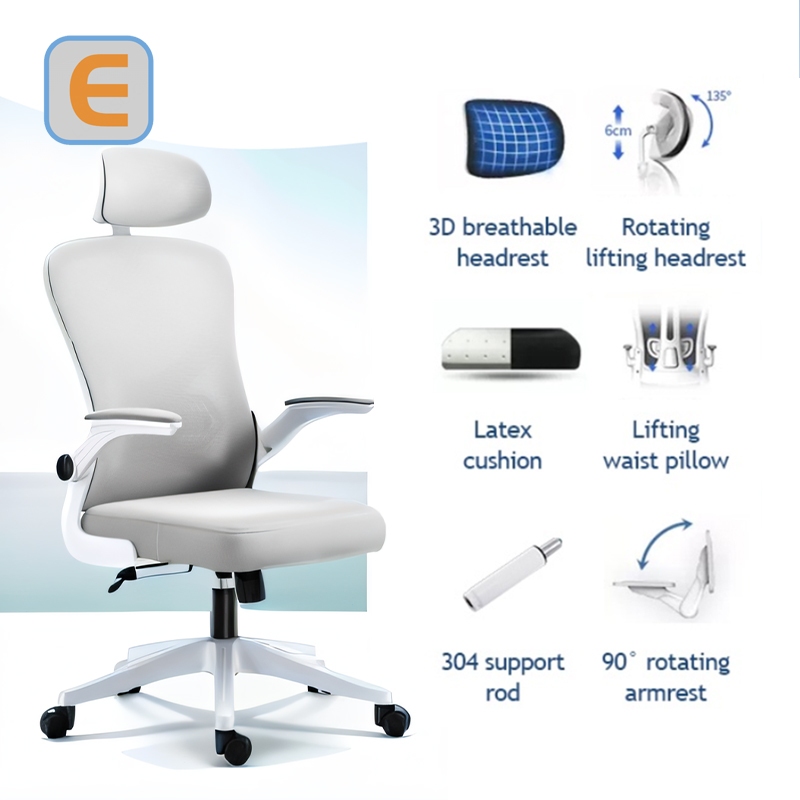 White Korean Office Chair Ergonomics Chair Office Chair Computer Chair