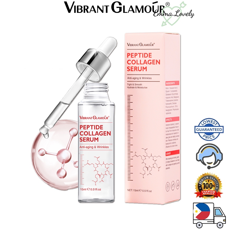 Ready Stock Vibrant Glamour Anti Aging Face Serum Collagen Peptides Vitamin C And E Essence 15ml 3117