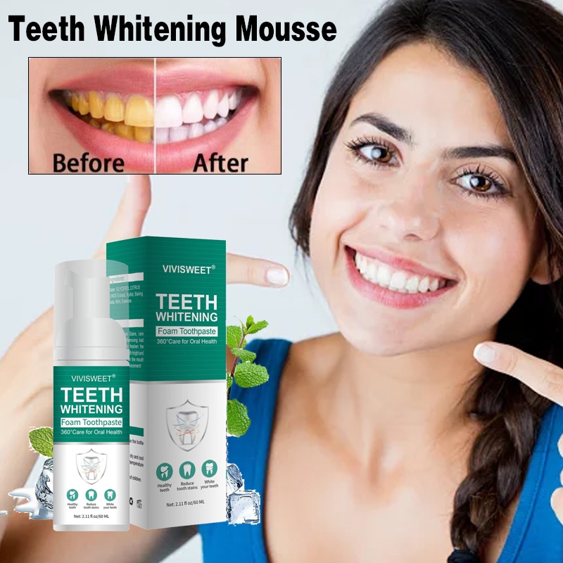 Teeth Whitening Mousse Toothpaste Remove Plaque Oral Odor Cleansing ...