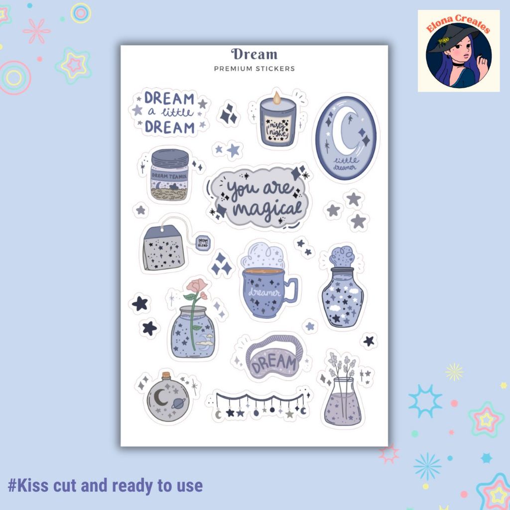 Cute Dream Sticker Sheet For Tumblers, Journals, And Planners EC-1047 ...