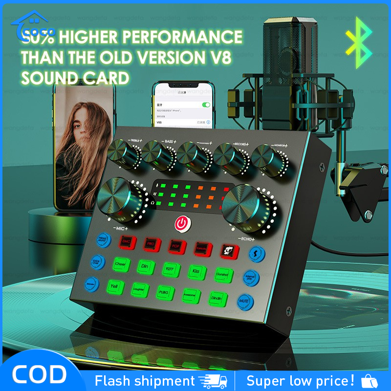 COD V8 Sound Card Audio Interface BLUETOOTH USB Live Broadcast Mic