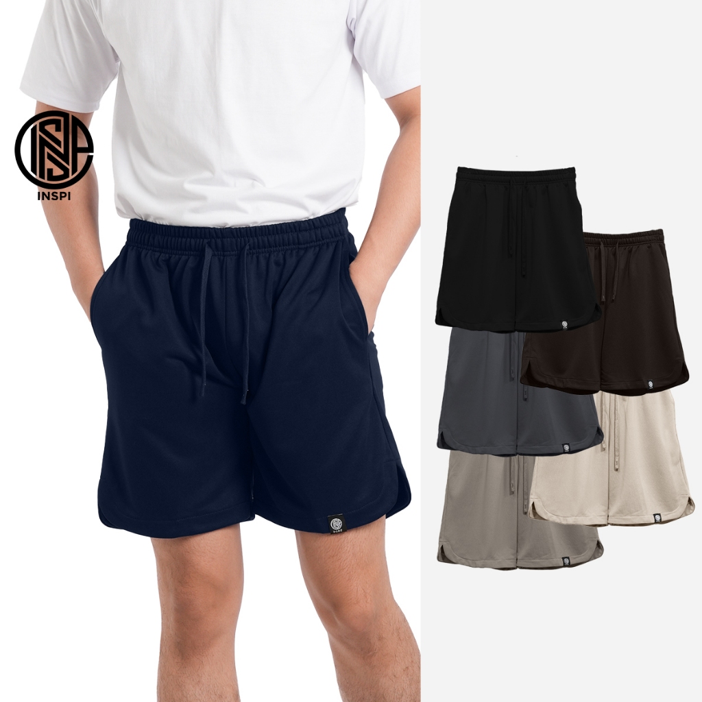 INSPI Knit Walking Shorts For Men with Drawstring and Pockets Plain ...