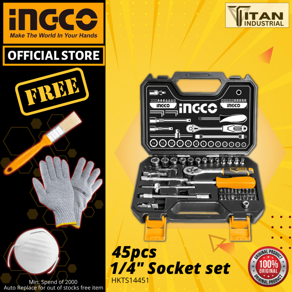 INGCO Socket set 45pcs 1/4