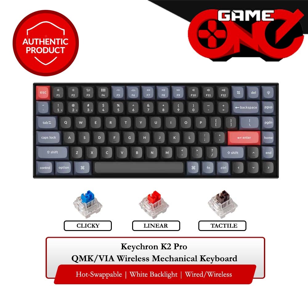 Keychron K2 Pro QMK/VIA Hot-Swappable White Backlight Wireless Mechanical  Keyboard