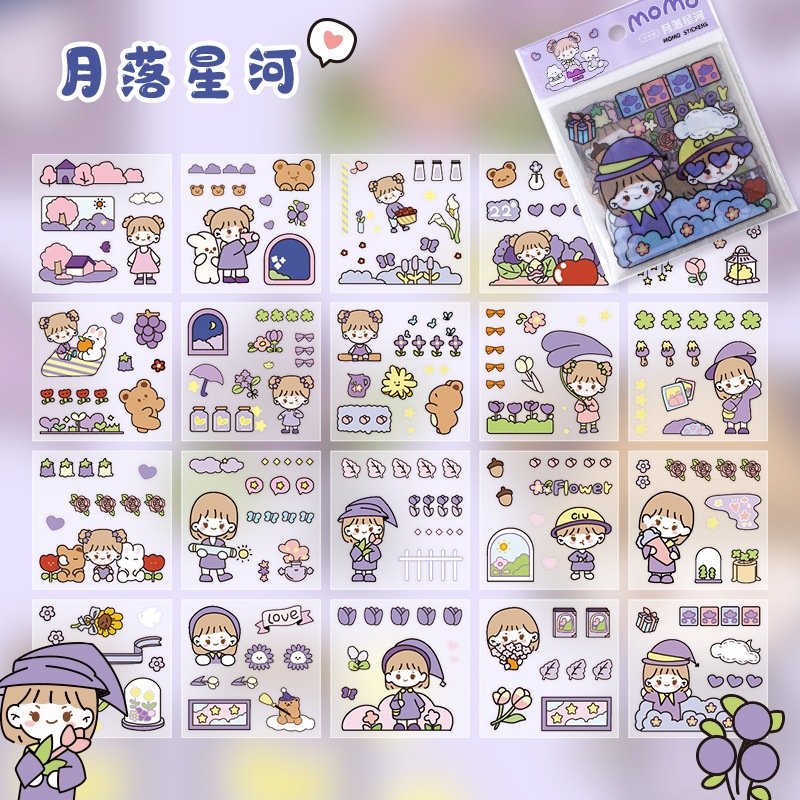 Cute Stickers 100Pcs Korean Cartoon Motif Stickers Waterproof DIY ...