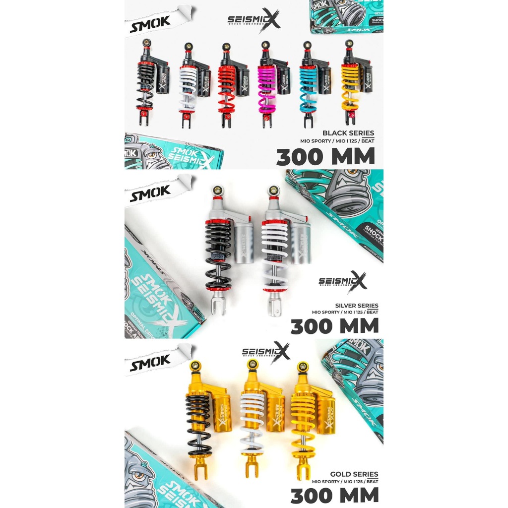 Smok Seismicx Rear Shock Black Gold Silver Series Mio Sporty Mio