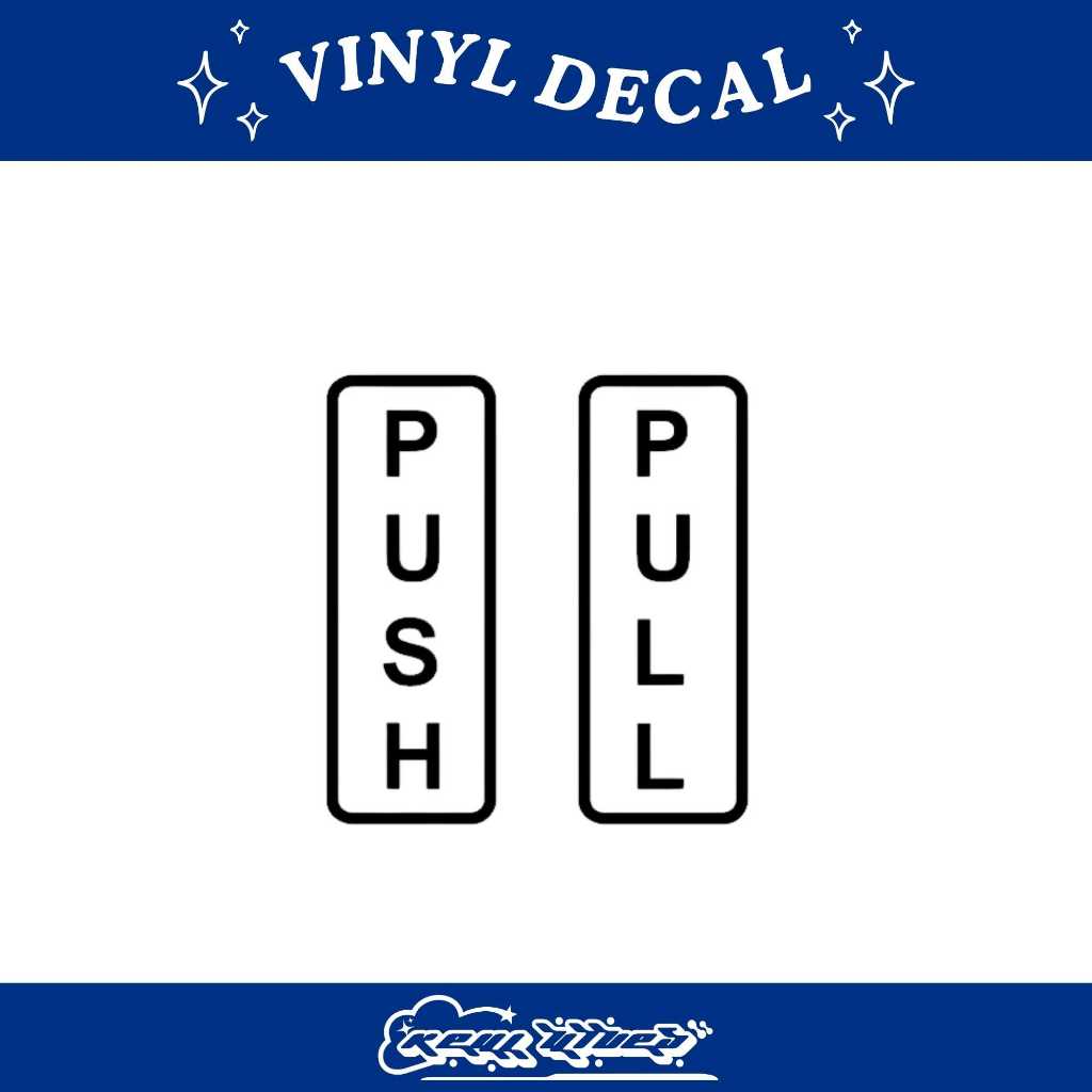 Push pull vinyl decal vertical door mirror store window sticker ...