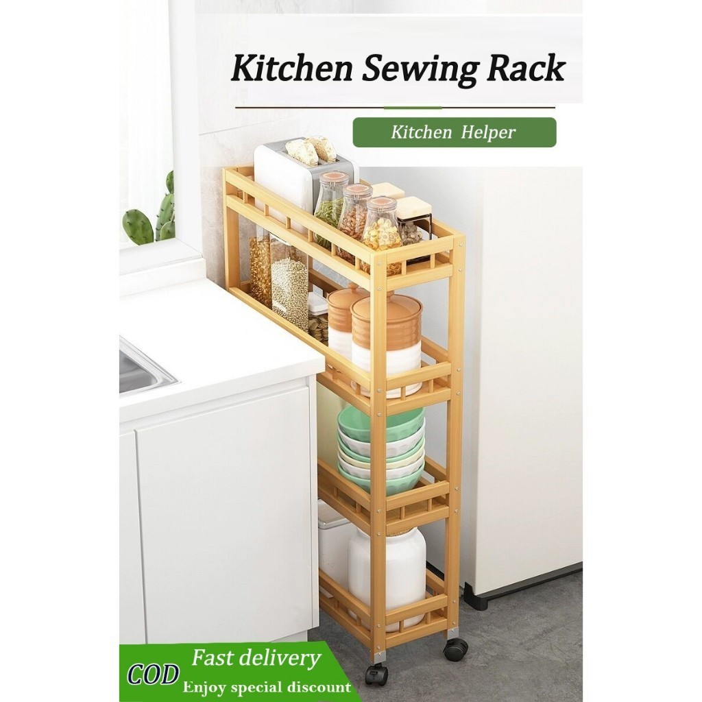 Kitchen Rack Bamboo Shelf Multi-purpose Kitchenware Organizer Corner ...
