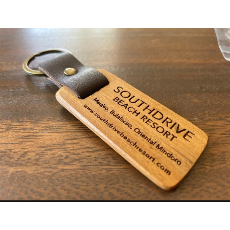 Personalized Laser Engraved Mahogany Wood with Leather - Keychain / Key ...