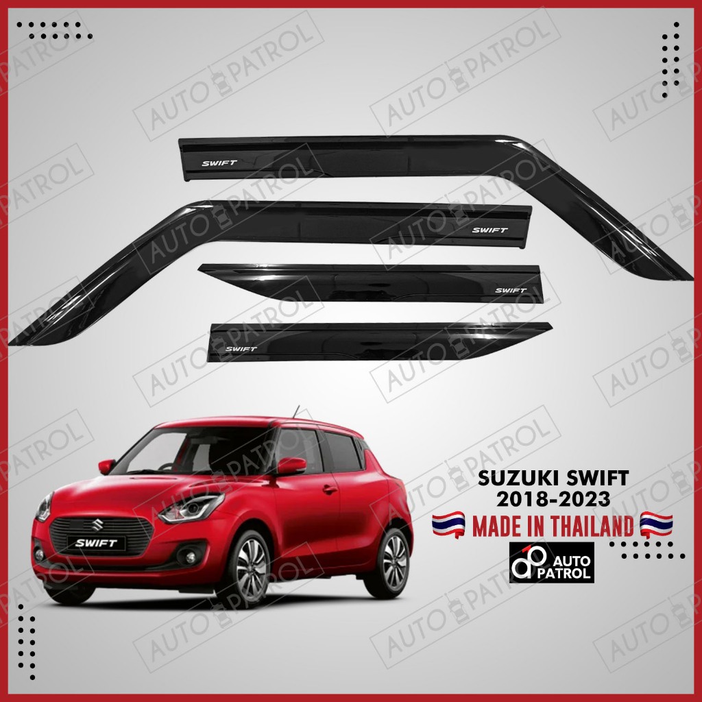 AOS Window Visors For Suzuki Swift 5-Door Hatchback 2012 - Black ABS Weather Deflectors
