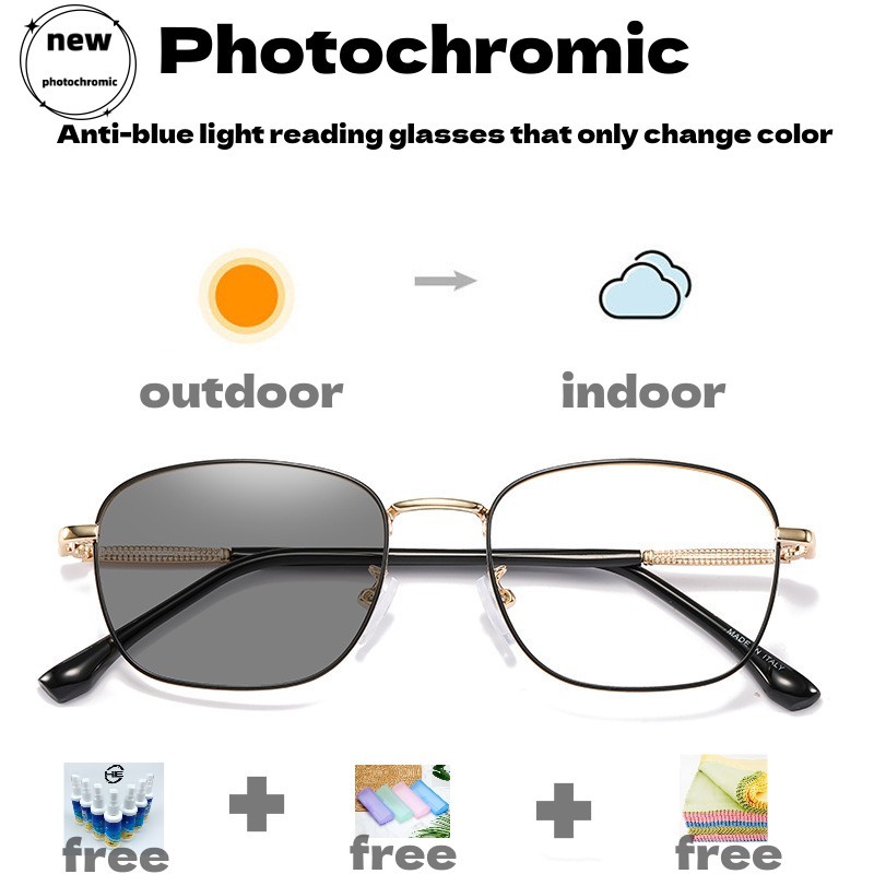 Photochromic antiblue light reading glasses, smart color changing, a