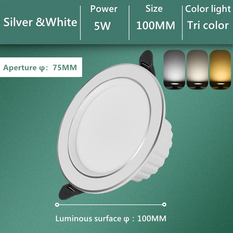 Tri Color Pin Light LED Ceiling Light Recessed Downlight Dimmable