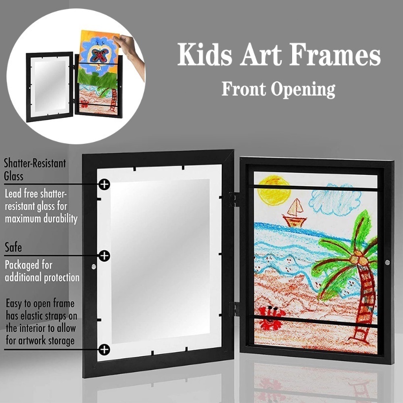 Kids Art Frames storage A4 Crafts Front Opening and Changeable Children ...