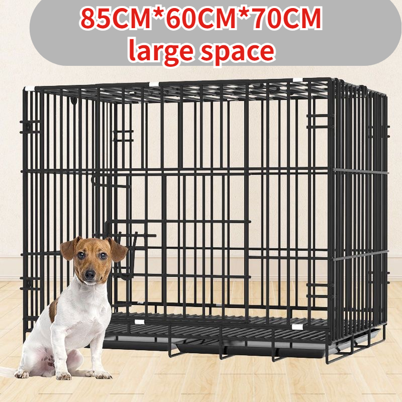 85*60*70cm Dog Cage with Poop Tray Heavy Duty Pet Collapsible Cage ...
