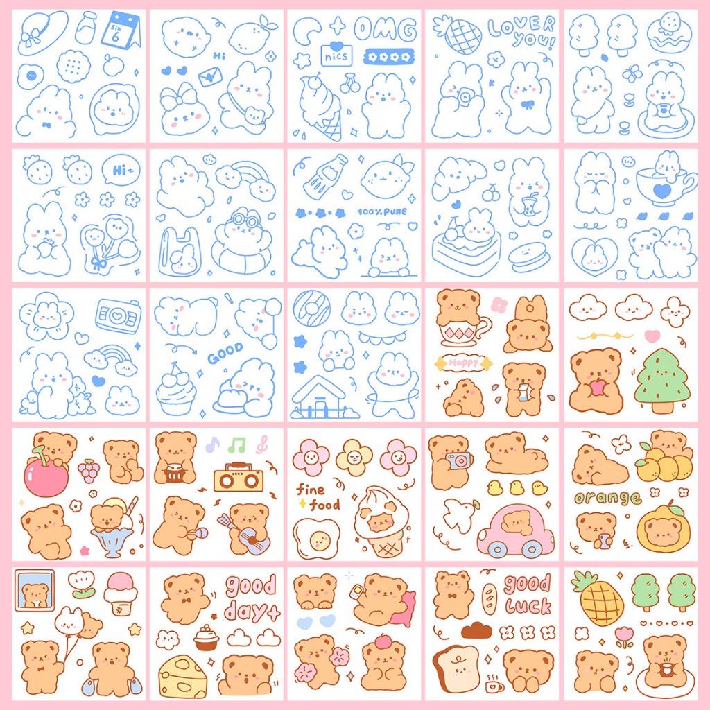 Small Puff Stationery Decoration Soft Cute Pattern Hand Account Sticker ...