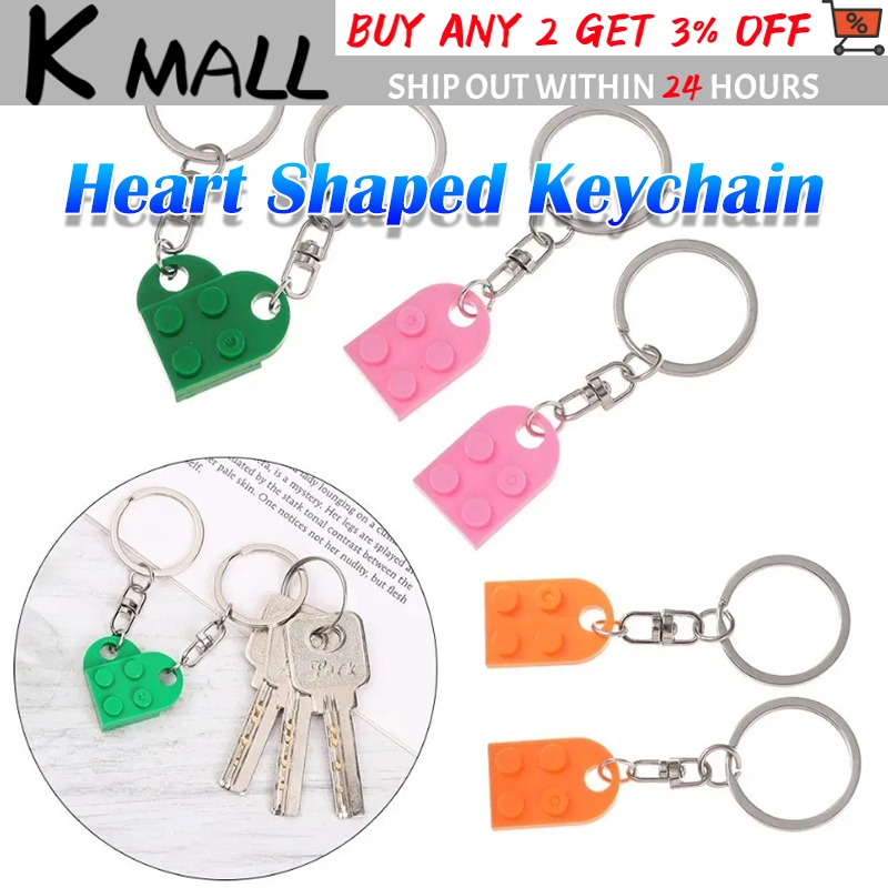 【PH Local】Matching Paired Brick Block Love Heart Keychain Keyring for ...