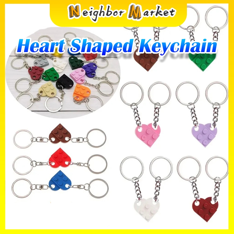 2pcs/Set Brick Matching Heart Keychain Separable Love Building Block ...
