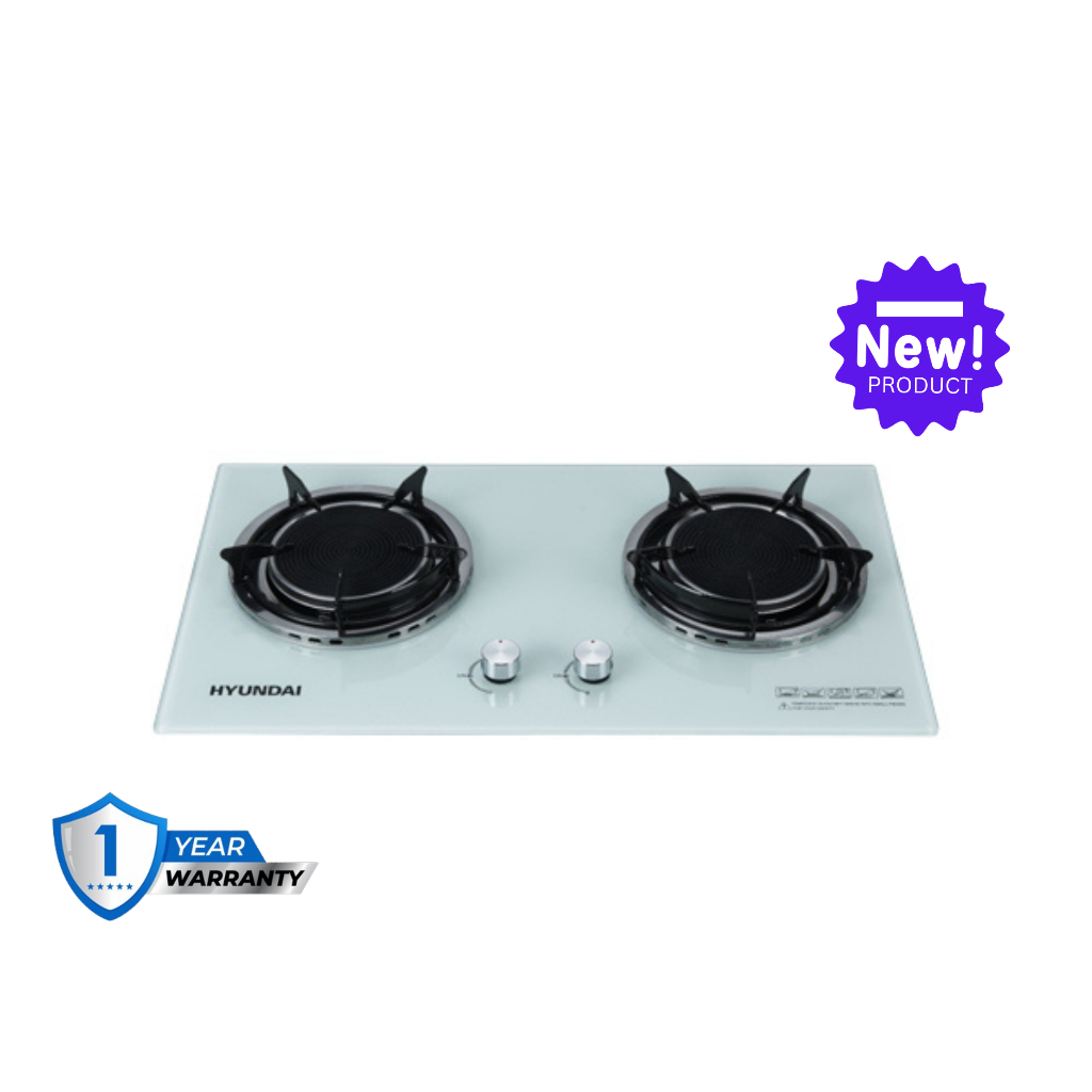 Hyundai Double Infrared Ceramic Burner White Gas Stove Tempered Glass
