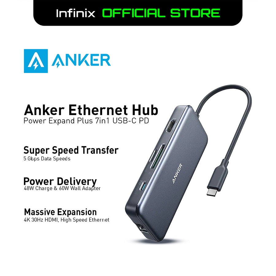 Infinix Anker PowerExpand 7-in-1 USB-C PD Ethernet Hub Shopee  Philippines