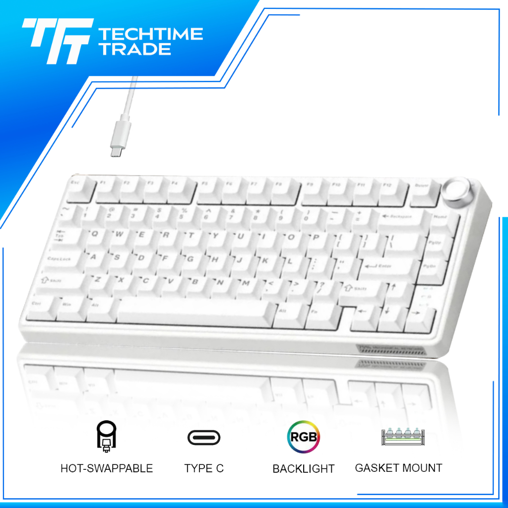 Royal Kludge RK R75 Mechanical Keyboard 75% TKL with Volume Knob Gasket ...