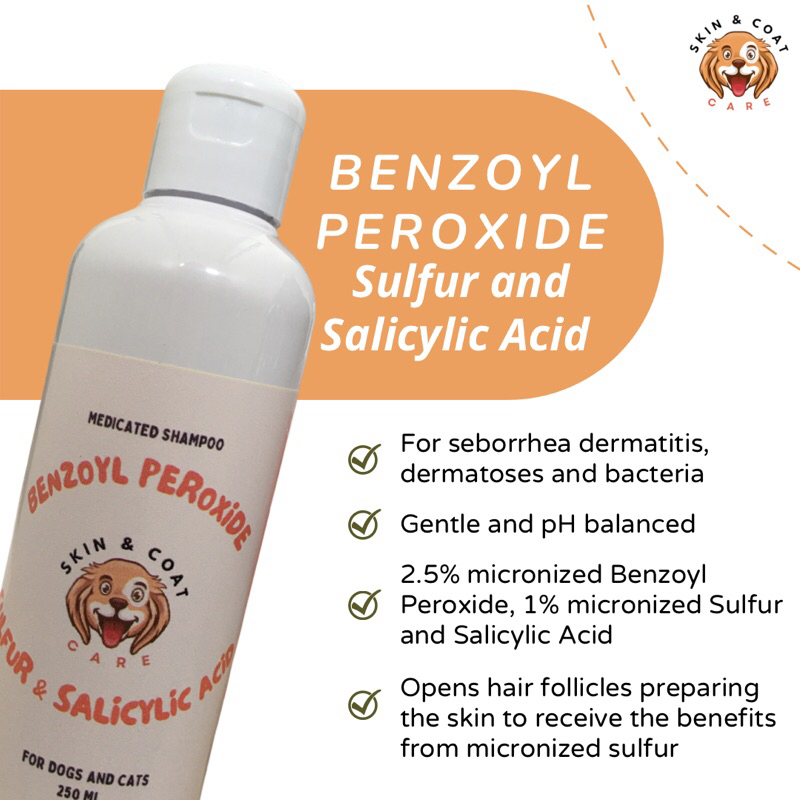 Benzoyl Peroxide with Salicylic Acid and Sulfur, Dogs and Cats Shampoo