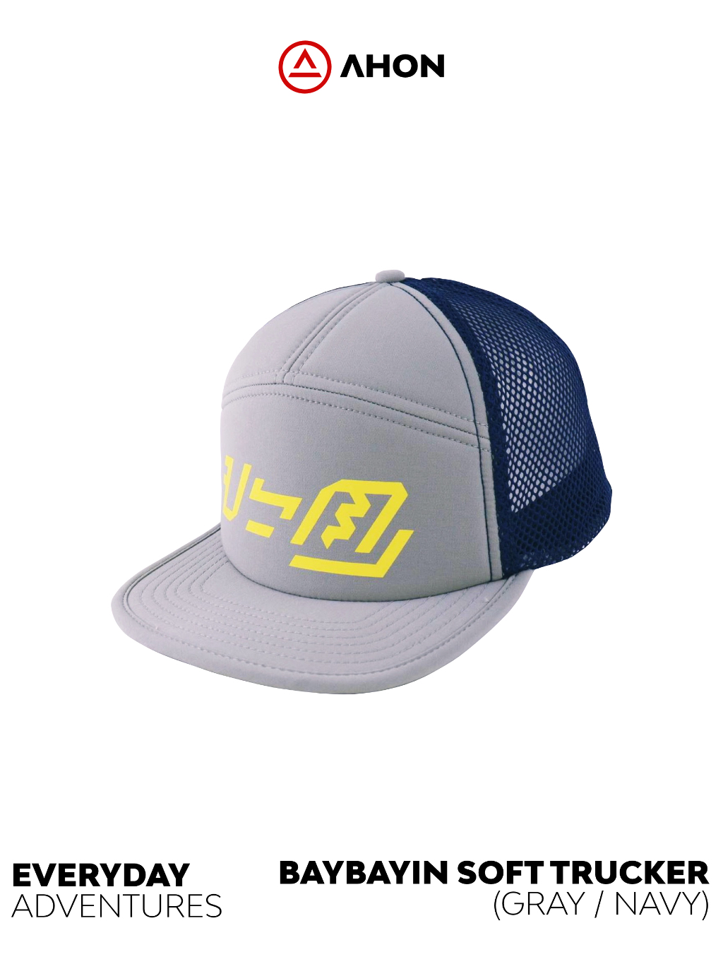 Ahon Baybayin Plush Trucker Cap (gray / navy blue) - soft brim - soft ...