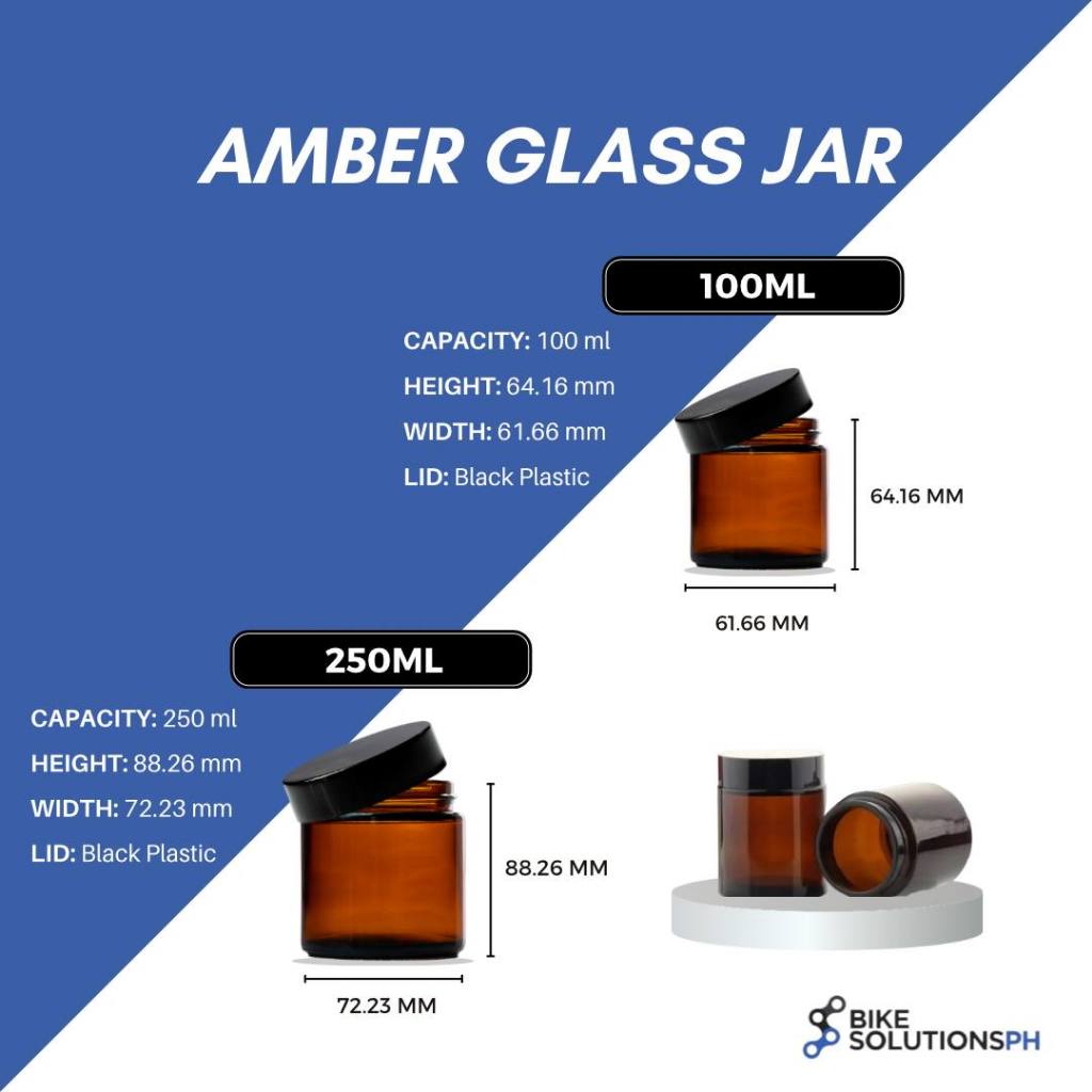 Wholesale Amber Glass Jars 100ml (30pcs), 250ml (25pcs) Container