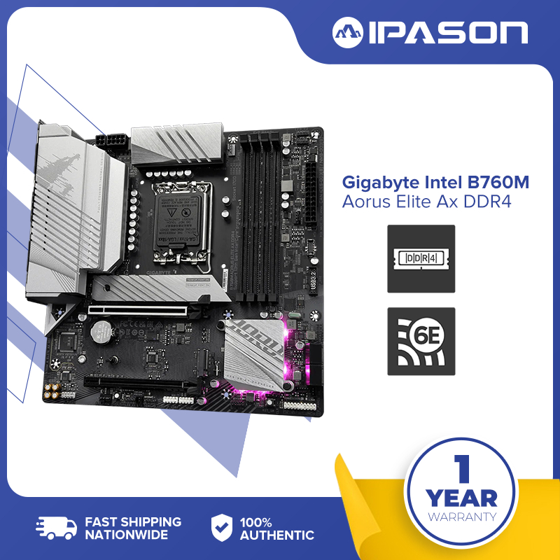 Gigabyte Intel B760M Aorus Elite Ax DDR4 Motherboard (Socket LGA1700