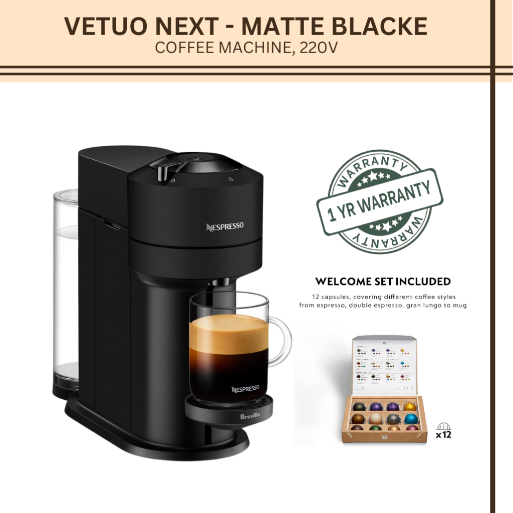 Nespresso Vertuo Next Coffee Machine, Matt Black (w/ free 1 sleeve of ...