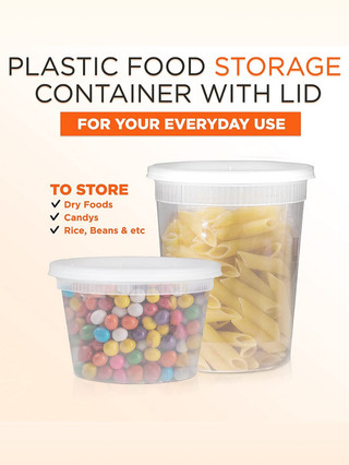2000ML Multipurpose Clear Plastic Bucket Transparent Storage Packaging ...