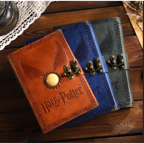 Gryffindor ravenclaw slytherine notebook with gold snitch natural gem ...