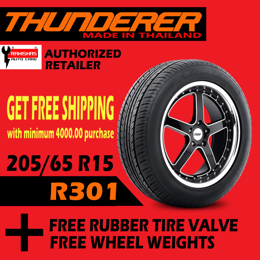 205/65R15 Thunderer R301 Tires 94H (Made in Thailand) with Free Rubber