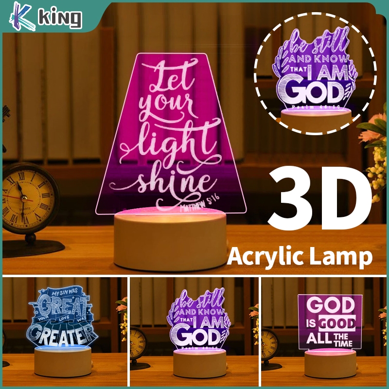 3D Acrylic Night Lights LED Night light Gift Souvenirs Religious Design  Desk Lamp 3colors 7colors