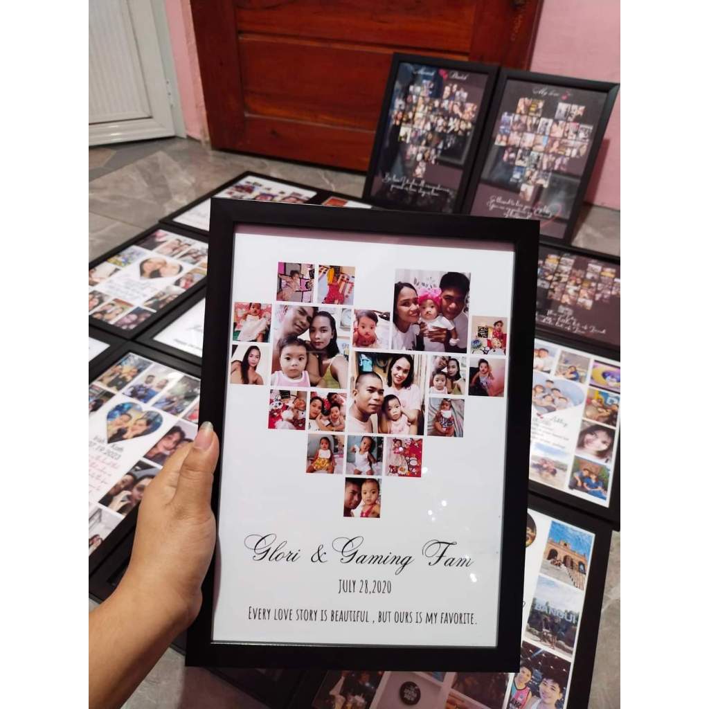 PERSONALIZED PHOTO COLLAGE WITH A4 SIZE FRAME (INSTAX, SPOTIFY, HEART ...