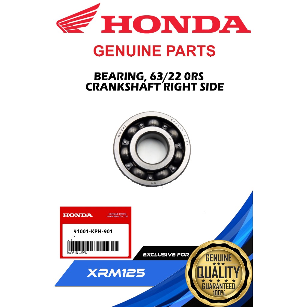 HONDA GENUINE BEARING 63 22 0RS CRANKSHAFT RIGHT SIDE FOR XRM 125 TRINITY 91001 KPH 901 Shopee Philippines