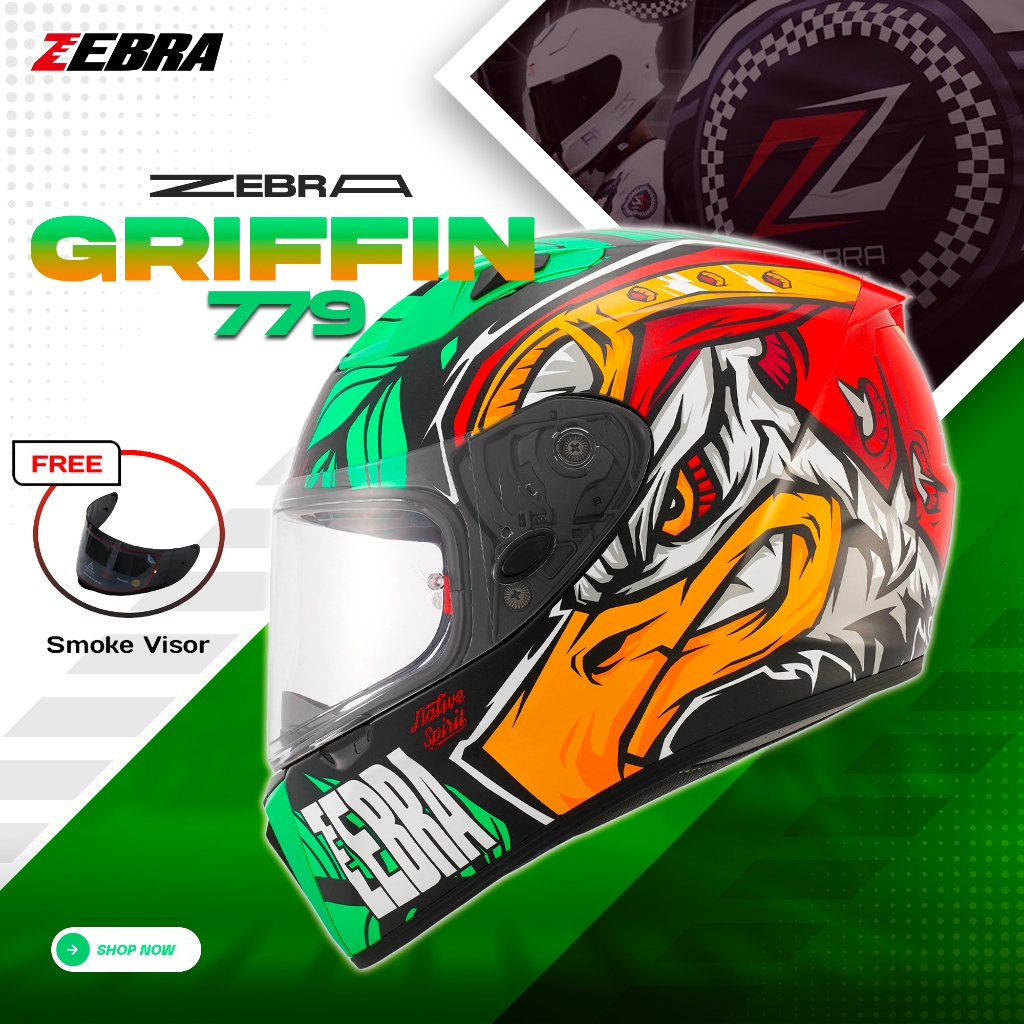 ZEBRA 779 GRIFFIN Design Full Face Helmet Single Visor Motorcycle ...