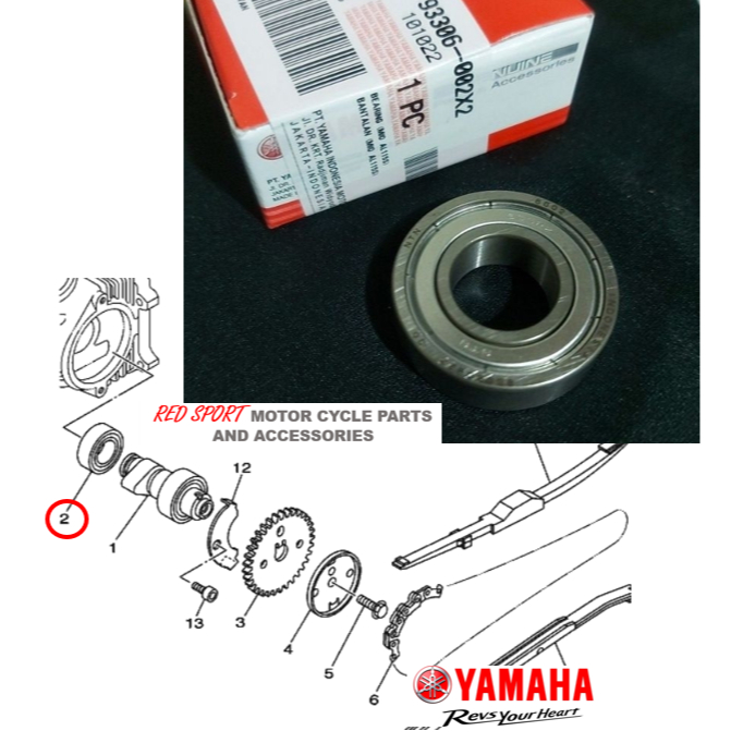 CAMSHAFT BEARING FOR MIO SPORTY / SOULTY 93306002X2 YAMAHA GENUINE