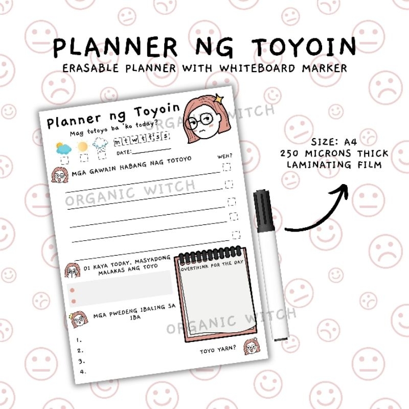 PLANNER NG TOYOIN ( reusable/erasable laminated planner ) | Shopee ...