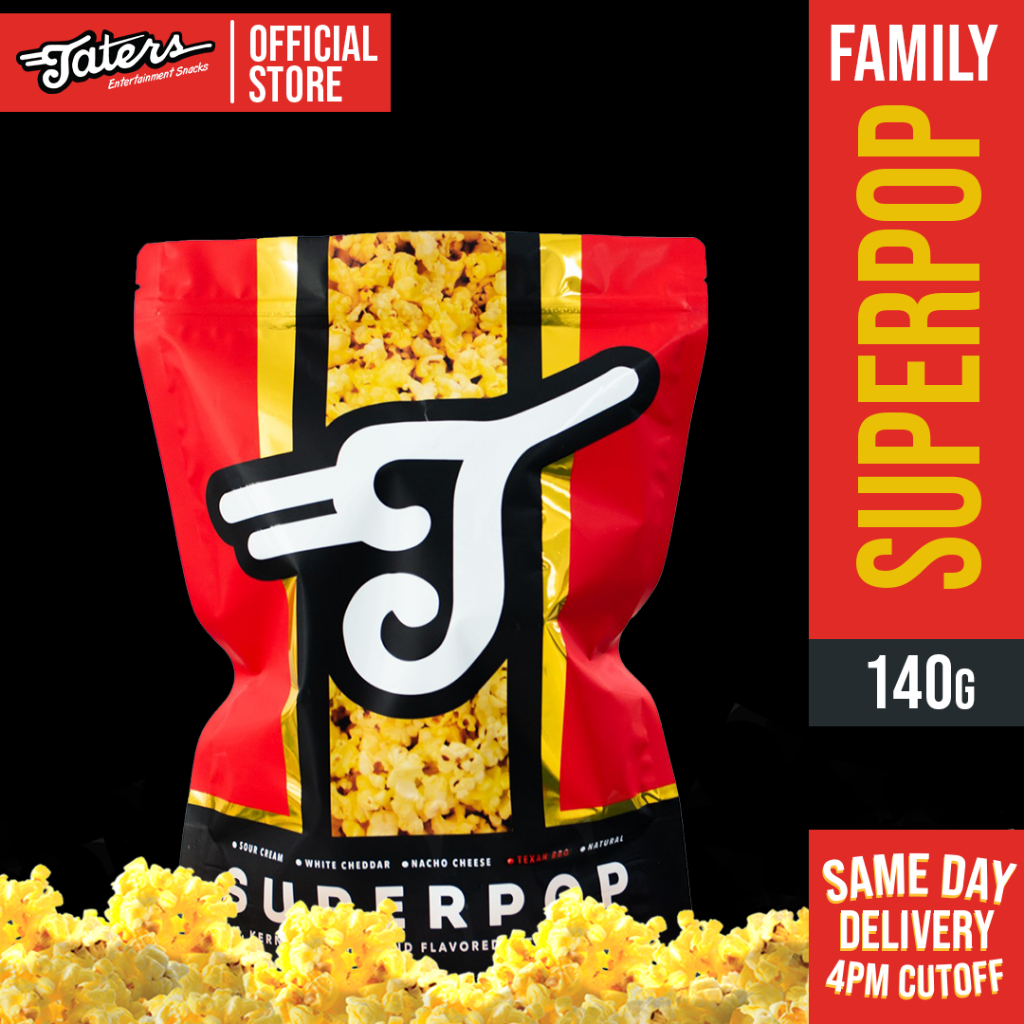 Taters Superpop Popcorn in Ziplock Pouch Popcorn Snack in Family Size