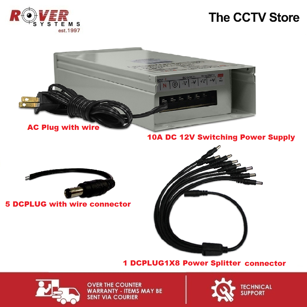 Rover Systems 10A DC Switching Power Supply SET for CCTV Camera with ...