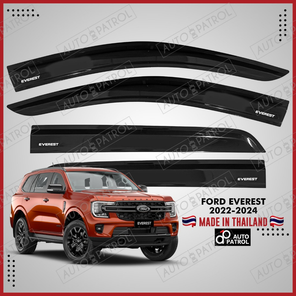 FORD EVEREST 2022-2024 Window Door Visor Black ( Rainvisor Sunvisor ...